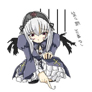Rating: Safe Score: 0 Tags: 1girl artist_request black_wings blush dress flower frilled_sleeves frills hairband image long_hair long_sleeves looking_at_viewer lowres pink_eyes rose rozen_maiden silver_hair simple_background solo suigintou white_background wings User: admin
