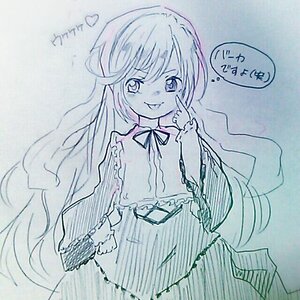 Rating: Safe Score: 0 Tags: 1girl blush capelet dress image long_hair long_sleeves looking_at_viewer monochrome ribbon smile solo suiseiseki traditional_media very_long_hair User: admin