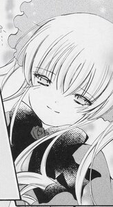 Rating: Safe Score: 0 Tags: 1girl blush closed_mouth eyebrows_visible_through_hair greyscale image long_hair looking_at_viewer monochrome shinku smile solo traditional_media upper_body User: admin