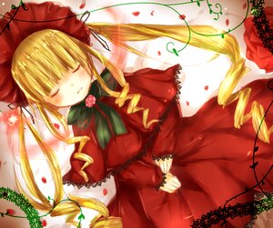 Rating: Safe Score: 0 Tags: 1girl auto_tagged blonde_hair blush bonnet bow bowtie capelet closed_eyes dress drill_hair flower image long_hair long_sleeves petals red_dress shinku solo twintails User: admin