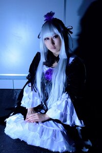 Rating: Safe Score: 0 Tags: 1girl bangs black_dress dress expressionless flower frills gothic_lolita lips lolita_fashion long_hair long_sleeves ribbon solo suigintou very_long_hair User: admin