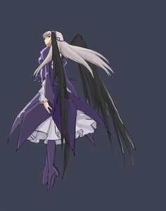 Rating: Safe Score: 0 Tags: 1girl boots dress frilled_sleeves frills full_body high_heels image long_hair long_sleeves pantyhose pinzu red_eyes rozen_maiden silver_hair simple_background solo standing suigintou very_long_hair wide_sleeves wings User: admin