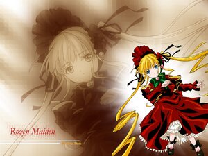Rating: Safe Score: 0 Tags: 1girl blonde_hair bloomers blue_eyes bonnet bow bowtie copyright_name dress frills full_body image long_hair long_sleeves looking_at_viewer red_dress ribbon shinku solo standing twintails underwear zoom_layer User: admin