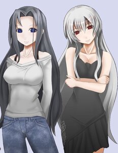 Rating: Safe Score: 0 Tags: 2girls blue_eyes blush breasts casual cleavage contemporary crossed_arms denim image jeans kakizaki_megu large_breasts long_hair multiple_girls pants red_eyes smile solo suigintou User: admin