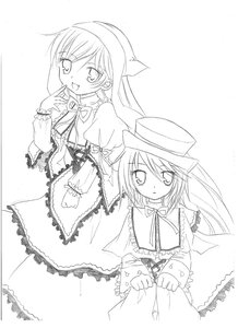 Rating: Safe Score: 0 Tags: 2girls capelet dress frills hat image long_hair long_sleeves looking_at_viewer monochrome multiple_girls open_mouth pair ribbon sisters souseiseki standing suiseiseki very_long_hair User: admin