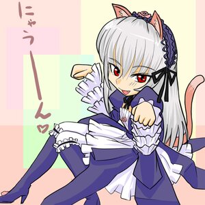 Rating: Safe Score: 0 Tags: 1girl animal_ears cat_ears cat_tail commentary_request dress fang frills hairband high_heels image ishikkoro long_hair long_sleeves lowres open_mouth paw_pose red_eyes rozen_maiden silver_hair solo suigintou tail User: admin