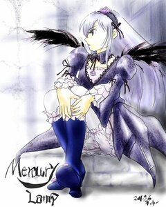 Rating: Safe Score: 0 Tags: 1girl black_wings boots detached_collar dress frills full_body hairband image juliet_sleeves lolita_fashion long_hair long_sleeves puffy_sleeves silver_hair sitting solo suigintou wings User: admin