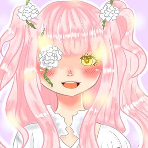 Rating: Safe Score: 0 Tags: 1girl :d bangs blush eyebrows_visible_through_hair flower hair_flower hair_ornament image kirakishou long_hair looking_at_viewer open_mouth pink_background pink_hair portrait smile solo white_flower yellow_eyes User: admin