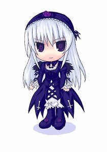 Rating: Safe Score: 0 Tags: 1girl boots chibi dress frills full_body hairband image long_hair long_sleeves looking_at_viewer silver_hair simple_background solo standing suigintou white_background wings User: admin