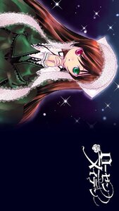 Rating: Safe Score: 0 Tags: 1girl brown_hair dress frills green_dress green_eyes heterochromia image long_hair long_sleeves looking_at_viewer red_eyes simple_background solo sparkle suiseiseki upper_body very_long_hair User: admin