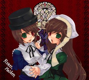 Rating: Safe Score: 0 Tags: 2girls brown_hair dress frills green_dress green_eyes hat head_scarf heterochromia holding_hands image long_hair long_sleeves looking_at_viewer multiple_girls open_mouth pair red_eyes short_hair siblings sisters smile souseiseki suiseiseki twins very_long_hair User: admin