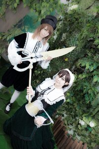 Rating: Safe Score: 0 Tags: brown_hair dress green_eyes hat maid multiple_cosplay outdoors tagme tree User: admin