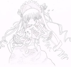 Rating: Safe Score: 0 Tags: 1girl ahoge blush bonnet dress drill_hair frills hat image long_hair monochrome ringlets shinku solo striped tears twin_drills twintails very_long_hair User: admin