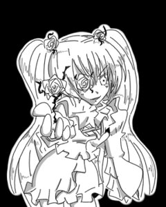 Rating: Safe Score: 0 Tags: 1girl dress flower frills greyscale hair_ornament image kirakishou lineart long_hair monochrome pointing rose solo twintails very_long_hair User: admin