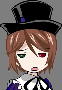 Rating: Safe Score: 0 Tags: 1girl black_headwear brown_hair green_eyes hat image long_sleeves looking_at_viewer open_mouth red_eyes short_hair simple_background solo souseiseki striped top_hat vertical_stripes white_background User: admin