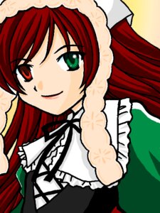 Rating: Safe Score: 0 Tags: 1girl dress frills green_eyes head_scarf heterochromia image long_hair long_sleeves looking_at_viewer neck_ribbon red_eyes red_hair ribbon simple_background smile solo suiseiseki upper_body User: admin