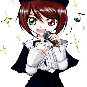 Rating: Safe Score: 0 Tags: +_+ 1girl brown_hair diffraction_spikes glint green_eyes hat heterochromia holding_microphone image long_sleeves microphone open_mouth red_eyes short_hair simple_background smile solo souseiseki sparkle sparkle_background sparkling_eyes white_background User: admin