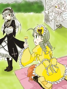 Rating: Safe Score: 0 Tags: 3girls boots dress drill_hair flower frills grass green_eyes green_hair hairband image kanaria long_hair long_sleeves multiple multiple_girls open_mouth red_eyes silver_hair suigintou tagme twin_drills white_hair yellow_dress User: admin