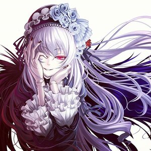 Rating: Safe Score: 0 Tags: 1girl dress flower frills hairband hands_on_own_cheeks hands_on_own_face image lolita_fashion long_hair long_sleeves one_eye_closed red_eyes rose silver_hair smile solo suigintou very_long_hair wings User: admin