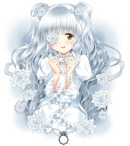 Rating: Safe Score: 0 Tags: 1girl auto_tagged black_rose commentary_request cross dress eyepatch flower frills hair_ornament highres image kirakishou long_hair rose rozen_maiden silver_hair solo suzume_inui thorns twintails vines white_dress white_flower white_rose yellow_eyes User: admin