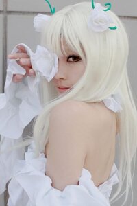 Rating: Safe Score: 0 Tags: 1girl bare_shoulders closed_mouth dress flower gloves hair_flower hair_ornament kirakishou lips long_hair looking_at_viewer solo white_dress white_flower white_hair User: admin