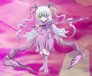 Rating: Safe Score: 0 Tags: 1girl barasuishou boots dress full_body hair_ribbon holding holding_weapon image long_hair long_sleeves looking_at_viewer parody ribbon solo standing weapon yellow_eyes User: admin