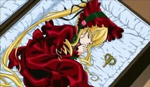 Rating: Safe Score: 0 Tags: 1girl blonde_hair bonnet closed_eyes dress image long_hair long_sleeves red_dress rose shinku sleeping solo twintails very_long_hair User: admin