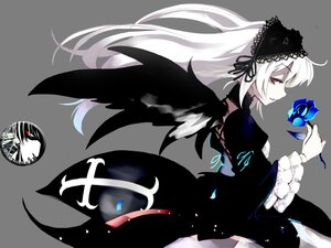 Rating: Safe Score: 0 Tags: 1girl black_dress black_wings dress feathers flower frills hairband holding_flower image juliet_sleeves lolita_hairband long_hair long_sleeves profile red_eyes ribbon rose silver_hair solo suigintou white_background wings User: admin