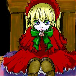 Rating: Safe Score: 0 Tags: 1girl blonde_hair blue_eyes bonnet bow bowtie capelet dress frills green_bow image long_hair long_sleeves looking_at_viewer red_dress rose shinku solo standing twintails User: admin