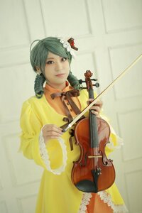 Rating: Safe Score: 0 Tags: 1girl acoustic_guitar bow_(instrument) dress drill_hair electric_guitar flower flute green_hair guitar hair_ornament holding_instrument instrument kanaria lips music musical_note playing_instrument plectrum solo violin User: admin