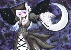 Rating: Safe Score: 0 Tags: 1girl crescent_moon cross dress feathers frills full_moon image long_hair long_sleeves moon night night_sky pink_eyes purple_eyes ribbon sky solo space star_(sky) starry_sky suigintou traditional_media very_long_hair wings User: admin