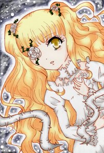 Rating: Safe Score: 0 Tags: 1girl blonde_hair dress eyepatch flower hair_flower hair_ornament image kirakishou long_hair rose solo thorns vines wavy_hair yellow_eyes User: admin