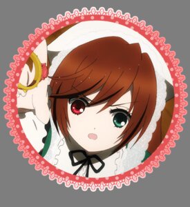 Rating: Safe Score: 0 Tags: 1girl :o black_border brown_hair camera dress green_eyes heterochromia image looking_at_viewer open_mouth red_eyes ribbon simple_background solo suiseiseki User: admin