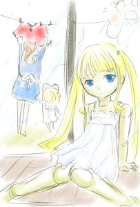 Rating: Safe Score: 0 Tags: 1girl blonde_hair blue_eyes dress image long_hair shinku sitting sketch solo twintails User: admin