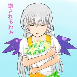 Rating: Safe Score: 0 Tags: 1girl ^_^ blue_background bouquet closed_eyes dress flower gradient_background image long_hair puffy_short_sleeves puffy_sleeves short_sleeves simple_background smile solo suigintou sunflower wings User: admin