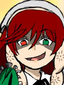 Rating: Safe Score: 0 Tags: 1girl :d green_eyes image oekaki open_mouth red_eyes red_hair simple_background smile solo suiseiseki User: admin