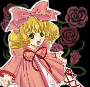 Rating: Safe Score: 0 Tags: 1girl :d blonde_hair blurry blurry_background blurry_foreground bow depth_of_field dress flower frills green_eyes hina_ichigo hinaichigo image long_sleeves looking_at_viewer open_mouth pink_bow pink_flower pink_rose red_flower red_rose ribbon rose short_hair simple_background smile solo User: admin