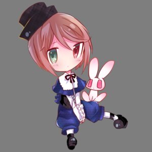 Rating: Safe Score: 0 Tags: 1boy blue_dress brown_hair chibi dress green_eyes hat heterochromia image long_sleeves red_eyes ribbon short_hair solo souseiseki stuffed_animal User: admin