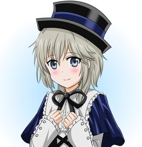 Rating: Safe Score: 0 Tags: 1girl blue_eyes blush capelet eyebrows_visible_through_hair frills hat image long_sleeves looking_at_viewer neck_ribbon ribbon short_hair silver_hair smile solo souseiseki upper_body User: admin