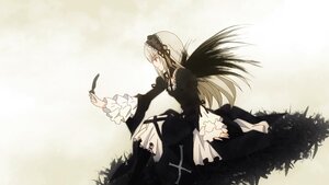 Rating: Safe Score: 0 Tags: 1girl black_wings dress feathers flower frills hairband image juliet_sleeves long_hair long_sleeves profile puffy_sleeves red_eyes ribbon rose silver_hair sitting solo suigintou very_long_hair wings User: admin