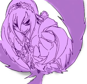 Rating: Safe Score: 0 Tags: 1girl grin hairband image long_hair looking_at_viewer monochrome monster_girl purple_theme smile solo suigintou User: admin