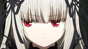 Rating: Safe Score: 3 Tags: 1girl bangs black_ribbon blush closed_mouth dress eyebrows_visible_through_hair hair_ribbon image long_hair looking_at_viewer red_eyes ribbon simple_background solo suigintou User: admin