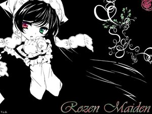 Rating: Safe Score: 0 Tags: 1girl bangs black_background dress frills green_eyes greyscale heterochromia image limited_palette long_sleeves looking_at_viewer monochrome red_eyes solo spot_color suiseiseki upper_body User: admin