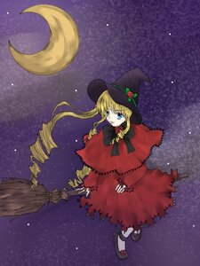 Rating: Safe Score: 0 Tags: 1girl blonde_hair blue_eyes broom broom_riding dress drill_hair flower hat image long_hair moon night rose shinku sky solo star_(sky) starry_sky twin_drills witch User: admin