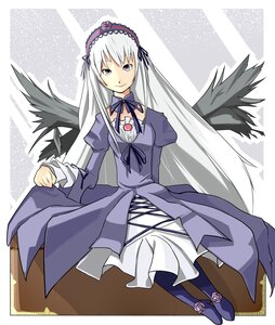 Rating: Safe Score: 0 Tags: 1girl black_wings detached_collar dress flower frills full_body hairband image juliet_sleeves long_hair long_sleeves looking_at_viewer puffy_sleeves ribbon rose silver_hair solo suigintou very_long_hair wings User: admin