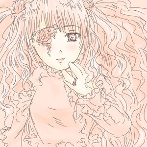 Rating: Safe Score: 0 Tags: 1girl bangs blush closed_mouth flower frills image kirakishou long_hair long_sleeves looking_at_viewer monochrome oekaki pink_theme simple_background solo two_side_up upper_body User: admin
