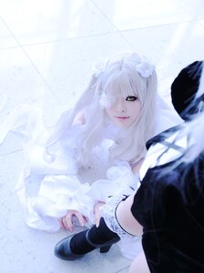 Rating: Safe Score: 0 Tags: 1girl blurry dress eyepatch flower green_eyes hair_flower hair_ornament lips long_hair looking_at_viewer multiple_cosplay sitting smile solo tagme white_hair User: admin