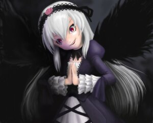 Rating: Safe Score: 0 Tags: 1girl black_wings detached_collar dress frilled_sleeves frills hairband image juliet_sleeves long_hair long_sleeves looking_at_viewer pink_eyes puffy_sleeves red_eyes silver_hair smile solo suigintou wings User: admin