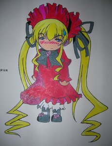 Rating: Safe Score: 0 Tags: 1girl blonde_hair bloomers blue_eyes blush bow bowtie dress frills full_body hat image long_hair long_sleeves looking_at_viewer marker_(medium) photo red_dress shinku shoes sidelocks solo standing traditional_media twintails very_long_hair User: admin