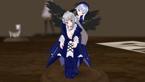 Rating: Safe Score: 0 Tags: 1girl black_wings blurry dress feathered_wings frills image long_hair long_sleeves red_eyes silver_hair solo suigintou wings User: admin